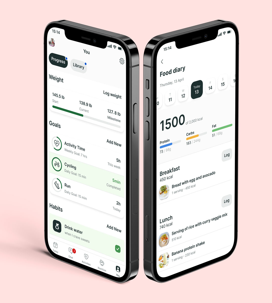 A mockup of the coaching app showcasing the features.