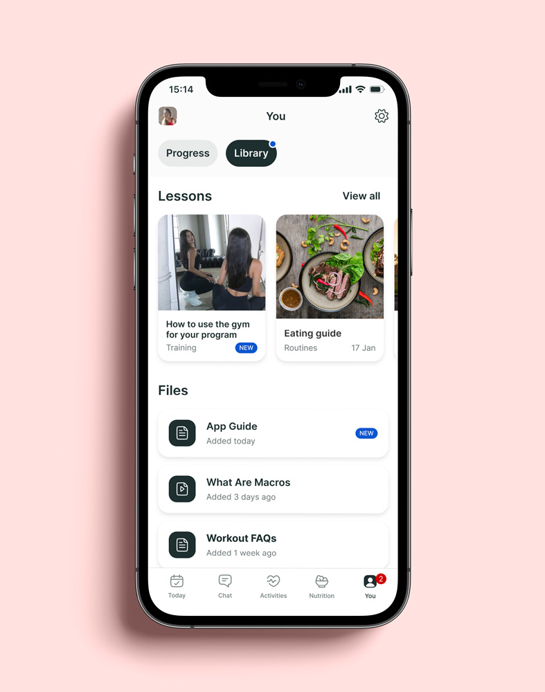 A mockup of the coaching app showcasing the different features.
