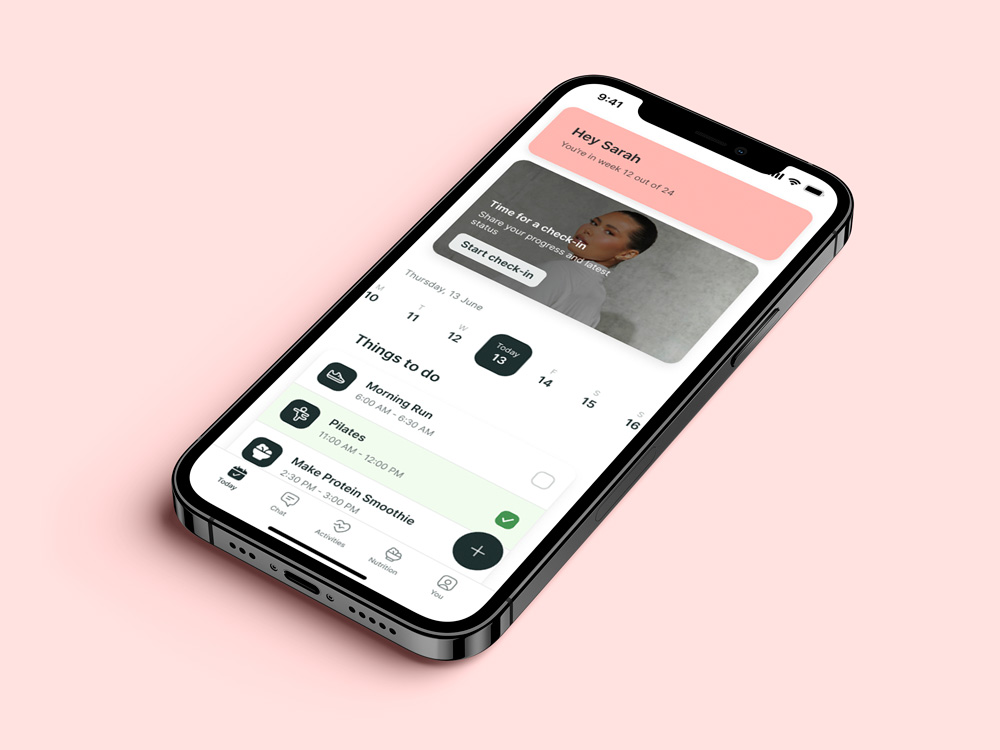 Another mockup of the coaching app showcasing more features.